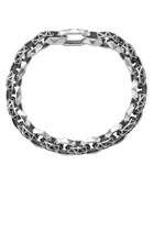 Torqued Faceted Link Bracelet, Sterling Silver & Diamonds